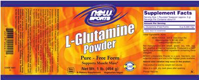 Photo of the NOW Sports L-Glutamine Powder label