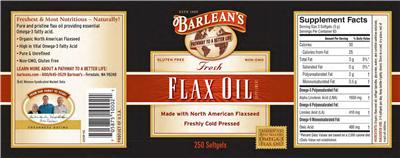 Photo of the Barlean's Flax Oil label