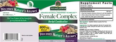 Photo of the Nature's Answer Female Complex label