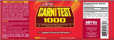 Photo of the MET-Rx Carni Test 1000 label