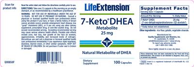Photo of the Life Extension 7-Keto DHEA Metabolite 25 mg label
