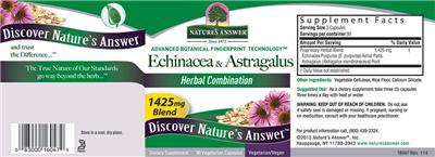 Photo of the Nature's Answer Echinacea & Astragalus label