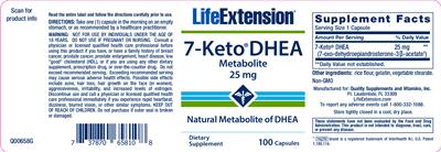 Photo of the Life Extension 7-Keto DHEA Metabolite 25 mg label
