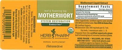Photo of the Herb Pharm Motherwort label