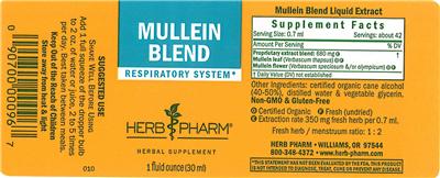 Photo of the Herb Pharm Mullein Blend label