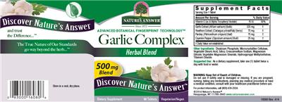 Photo of the Nature's Answer Garlic Complex label