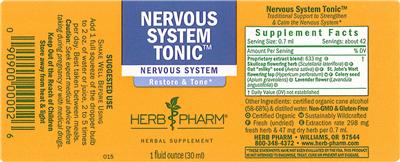 Photo of the Herb Pharm Nervous System Tonic label