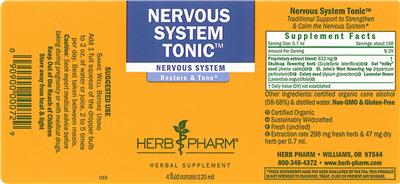 Photo of the Herb Pharm Nervous System Tonic label