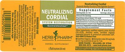 Photo of the Herb Pharm Neutralizing Cordial label