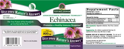 Photo of the Nature's Answer Echinacea 900 mg label