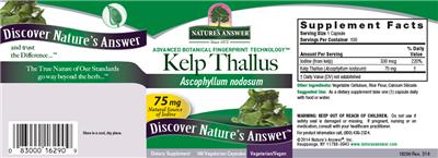 Photo of the Nature's Answer Kelp Thallus label