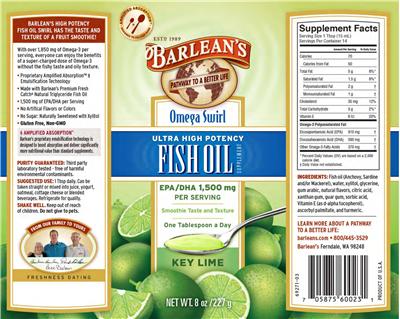 Photo of the Barlean's Omega Swirl Fish Oil Key Lime label