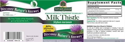 Photo of the Nature's Answer Milk Thistle label