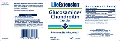 Photo of the Life Extension Glucosamine/Chondroitin Capsules label