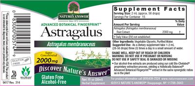 Photo of the Nature's Answer Astragalus 2000 mg Alcohol-Free label