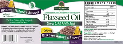 Photo of the Nature's Answer Flaxseed Oil 1,000 mg label