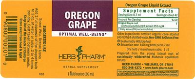 Photo of the Herb Pharm Oregon Grape label