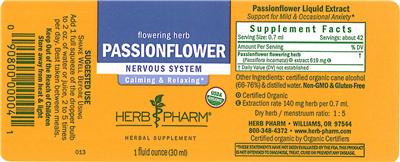 Photo of the Herb Pharm Passionflower label