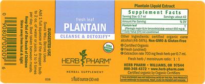 Photo of the Herb Pharm Plantain label