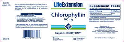 Photo of the Life Extension Chlorophyllin 100 mg label