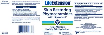 Photo of the Life Extension Skin Restoring Phytoceramides With Lipowheat label