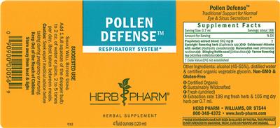 Photo of the Herb Pharm Pollen Defense label