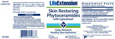 Photo of the Life Extension Skin Restoring Phytoceramides With Lipowheat label