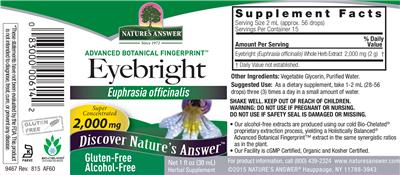 Photo of the Nature's Answer Eyebright 2,000 mg Alcohol-Free label