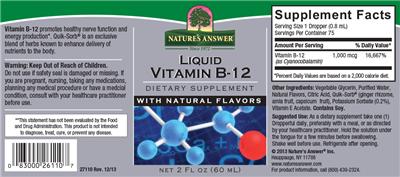 Photo of the Nature's Answer Liquid Vitamin B-12 With Natural Flavors label