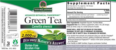 Photo of the Nature's Answer Green Tea 2,000 mg Alcohol-Free label