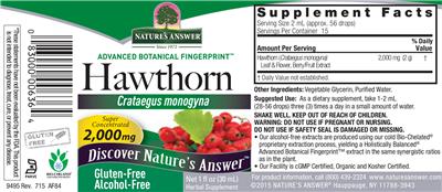 Photo of the Nature's Answer Hawthorn 2,000 mg Alcohol-Free label