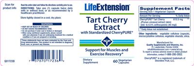 Photo of the Life Extension Tart Cherry Extract label
