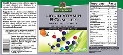Photo of the Nature's Answer Liquid Vitamin B-Complex Natural Tangerine Flavor label