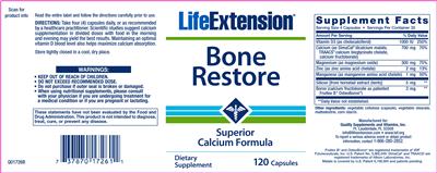 Photo of the Life Extension Bone Restore label