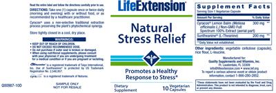 Photo of the Life Extension Natural Stress Relief label