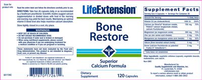 Photo of the Life Extension Bone Restore label
