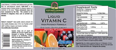 Photo of the Nature's Answer Liquid Vitamin C label
