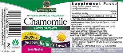 Photo of the Nature's Answer Chamomile 2000 mg label
