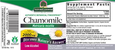 Photo of the Nature's Answer Chamomile 2000 mg label