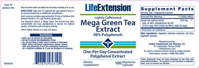 Photo of the Life Extension Mega Green Tea Extract label