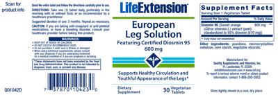 Photo of the Life Extension European Leg Solution label