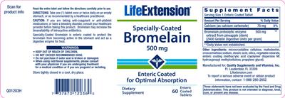 Photo of the Life Extension Specially-Coated Bromelain 500 mg label
