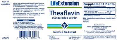 Photo of the Life Extension Theaflavin label