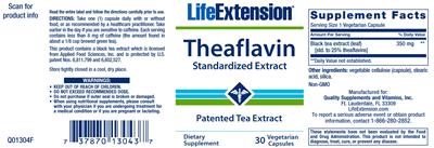Photo of the Life Extension Theaflavin label