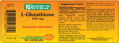 Photo of the Good 'N Natural L-Glutathione 250 mg label