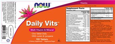 Photo of the NOW Daily Vits label