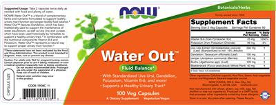 Photo of the NOW Water Out label