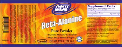 Photo of the NOW Sports Beta-Alanine label