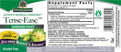 Photo of the Nature's Answer Tense-Ease label