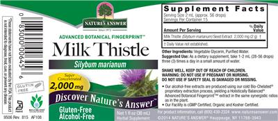 Photo of the Nature's Answer Milk Thistle 2,000 mg Alcohol-Free label